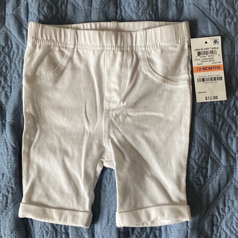 Baby Girl White Capris Size 12 Months